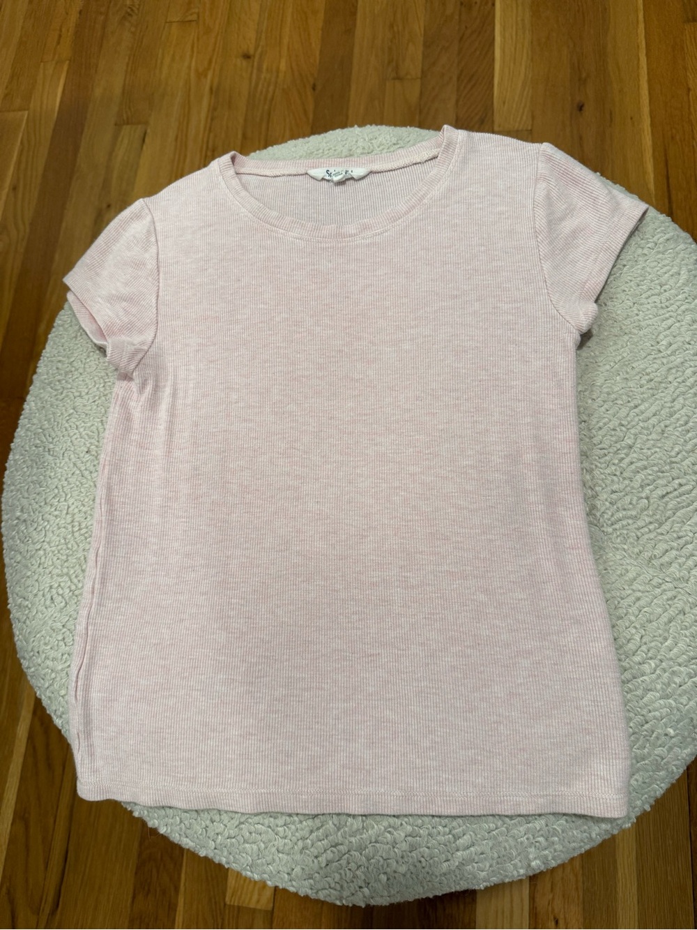 Splendid Super Soft - Pale Baby Pink Short Sleeve Ribbed Crew Tee